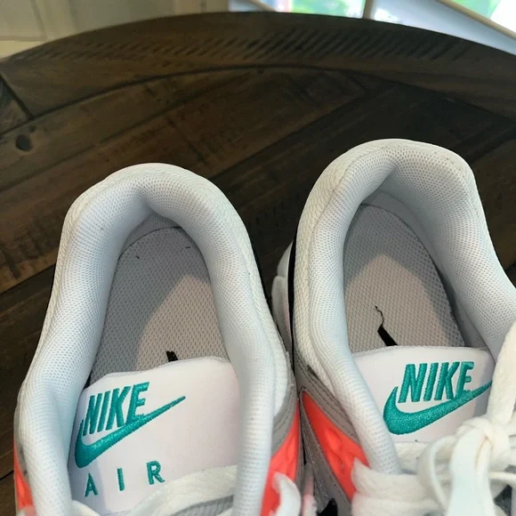 Nike Air Max with Black, White, Teal, and Coral Accents - Picture 6 of 9